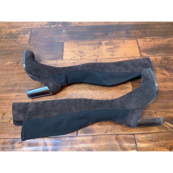 Stuart Weitzman Brown Suede Block Heeled Boots - Picture 8 of 11